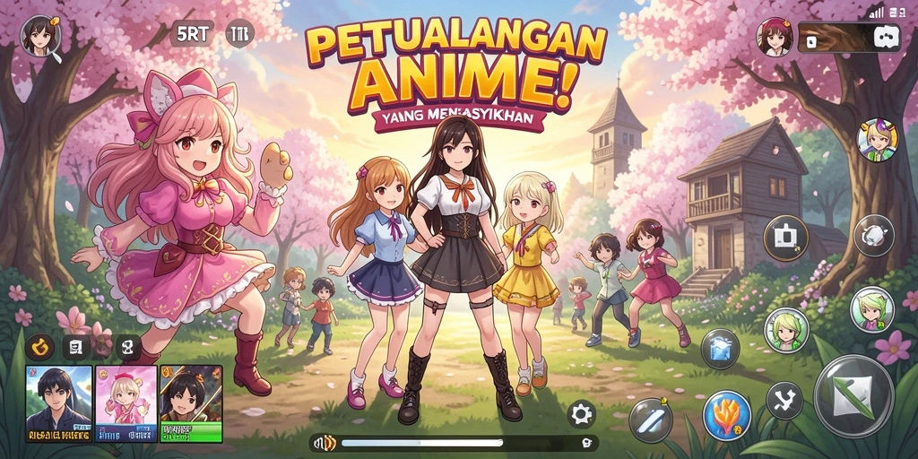 Tampilan gameplay Anime 5RT yang seru dan menarik.