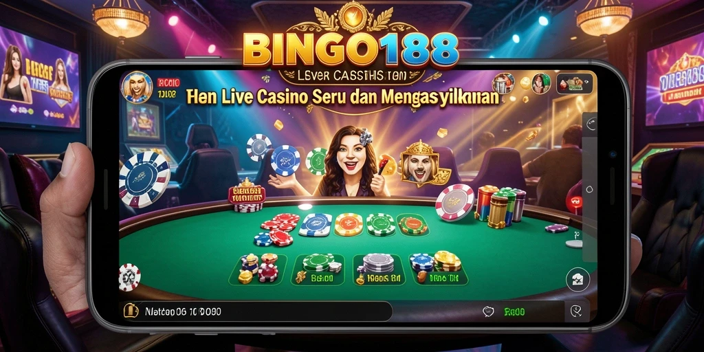 Screenshot BINGO188 menampilkan dealer langsung dan antarmuka permainan yang interaktif.