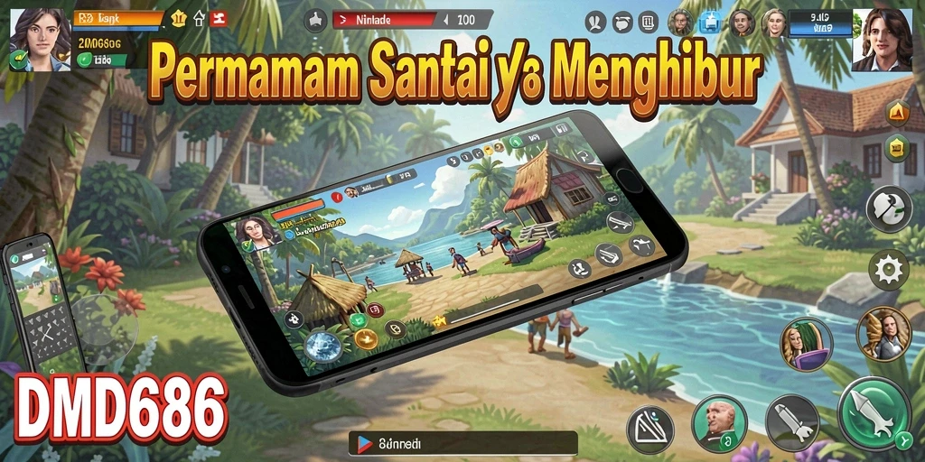 Screenshot DMD686 menampilkan gameplay yang ceria dan penuh warna.