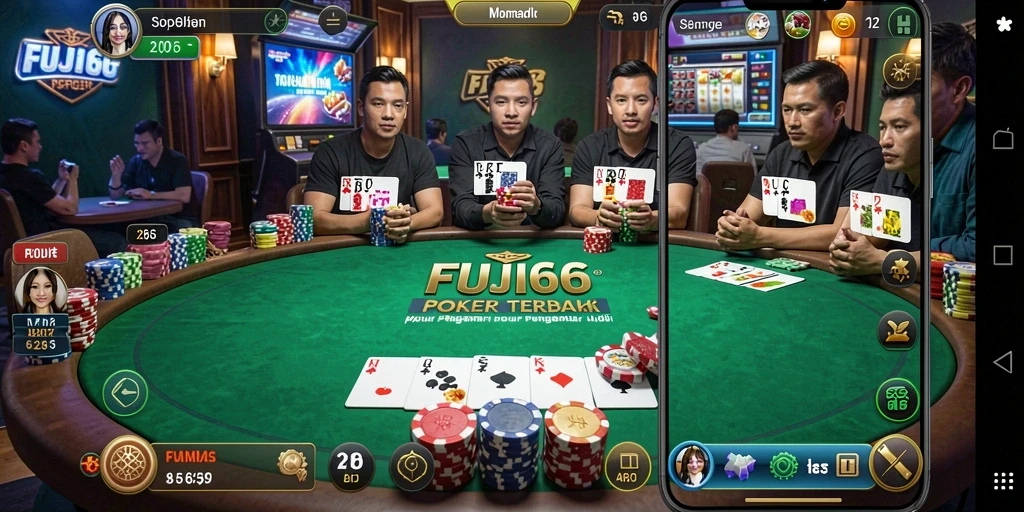 Tampilan gameplay poker yang menegangkan di FUJI66.