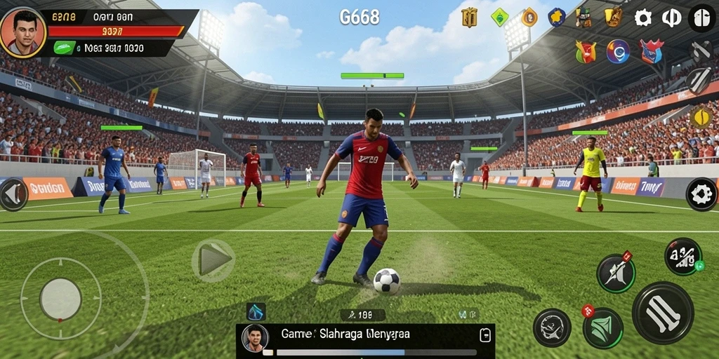Tangkapan layar <strong>G668</strong> menunjukkan pemain sedang bertanding dalam pertandingan sepak bola seru.