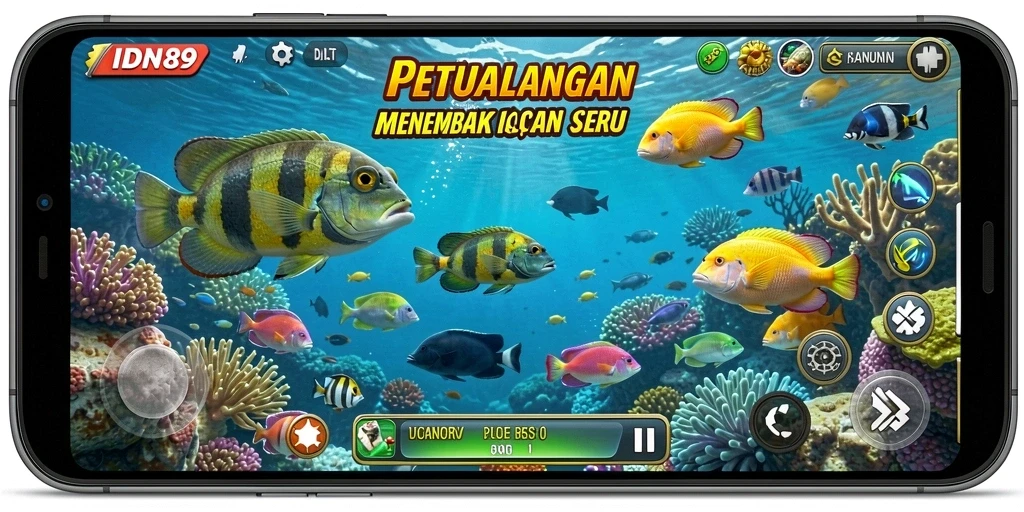Tampilan gameplay seru menembak ikan di IDN89.
