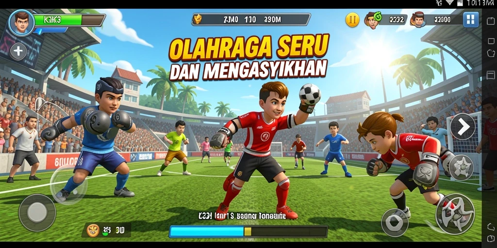 Tangkapan layar utama K3K3 menampilkan aksi olahraga yang mendebarkan.