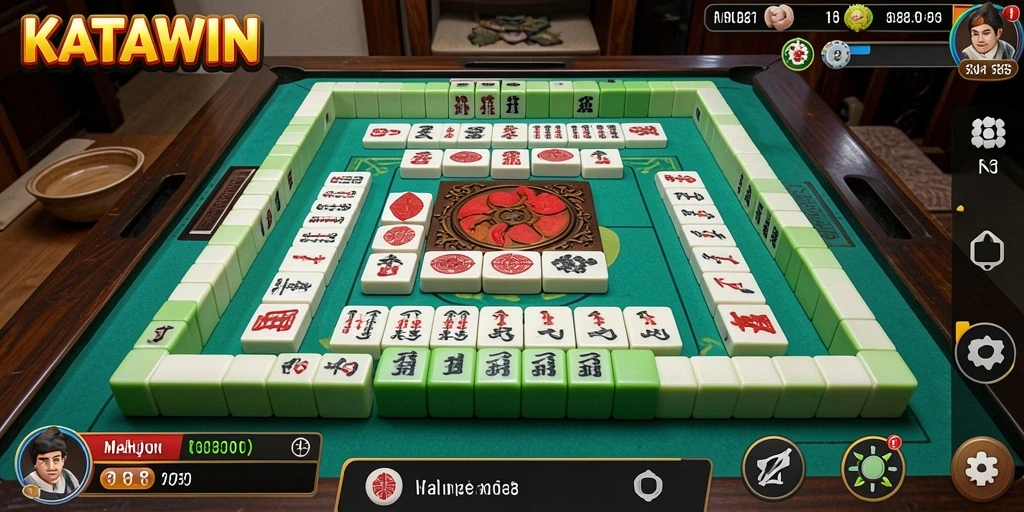 Screenshot utama KATAWIN menunjukkan gameplay Mahjong yang menarik.