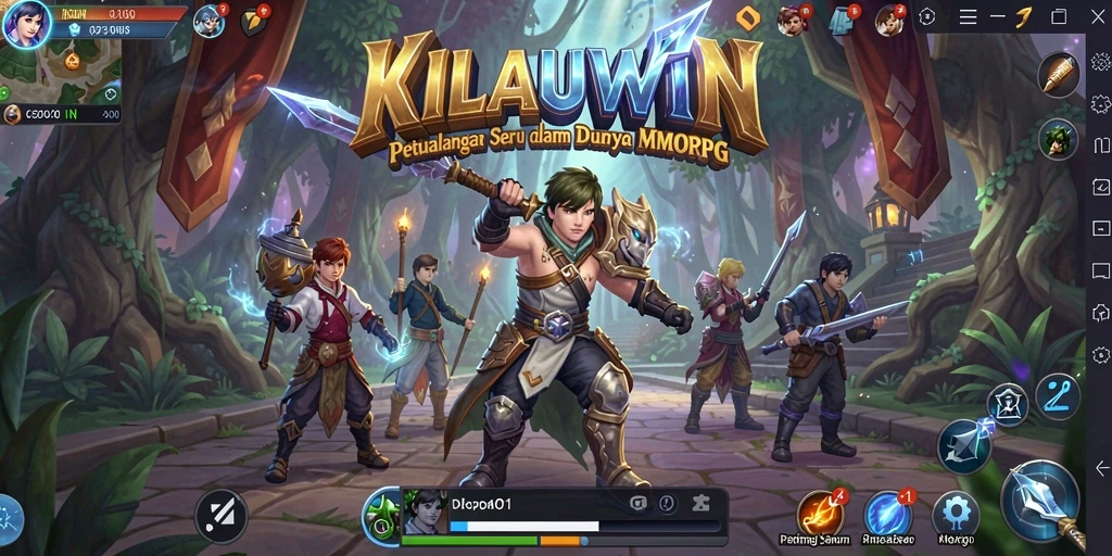 Screenshot gameplay KILAUWIN menampilkan pertempuran epik dalam dunia MMORPG.