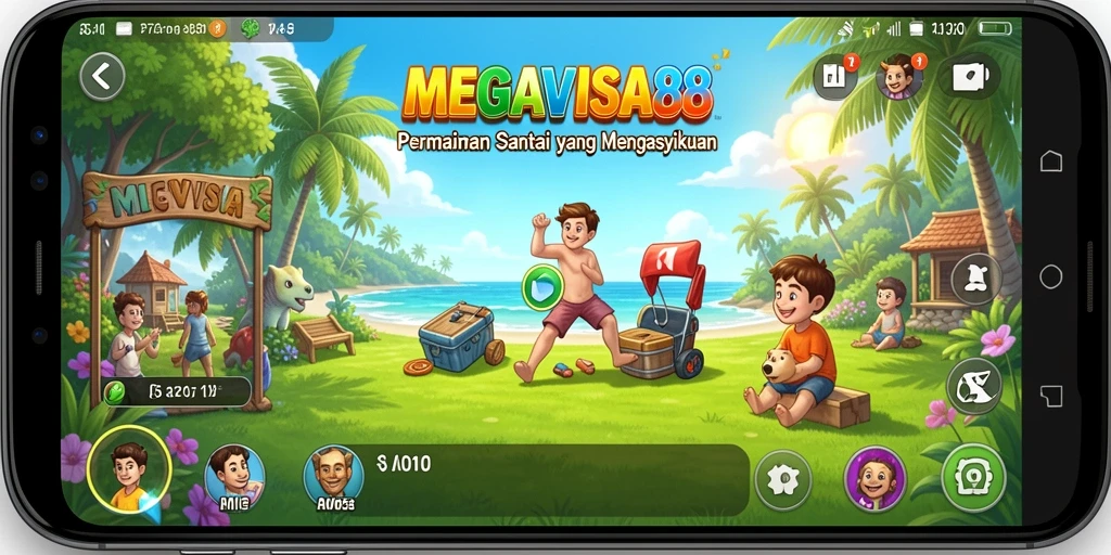 Tampilan gameplay MEGAVISA88 dengan karakter lucu dan tantangan menarik.