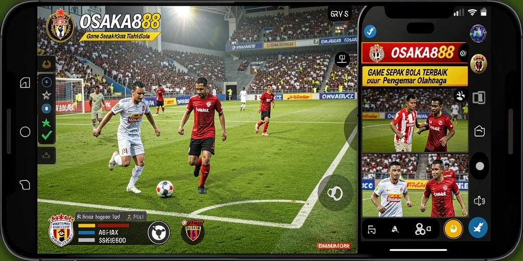 Tampilan gameplay OSAKA88 yang menampilkan aksi sepak bola intens.