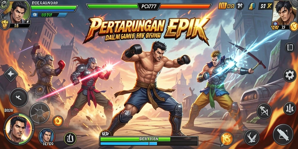 Tangkapan layar PCX777 menampilkan aksi pertarungan yang mendebarkan.