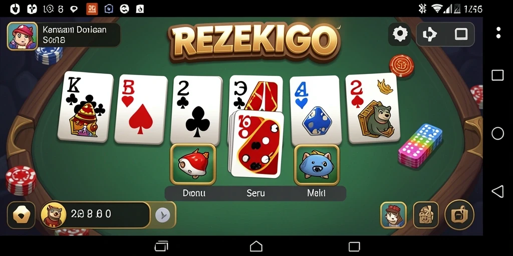 Tampilan gameplay seru dalam REZEKIGO, nikmati kesenangan bermain domino.