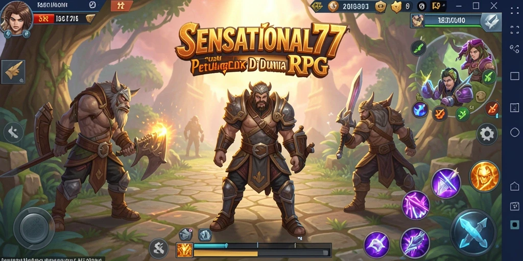 Tampilan screenshot SENSATIONAL77 menampilkan pertarungan epik dalam dunia RPG.