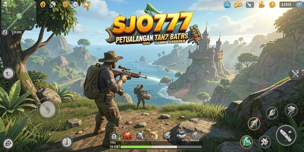 Screenshot gameplay SJO777 menampilkan petualangan di dunia terbuka yang luas.